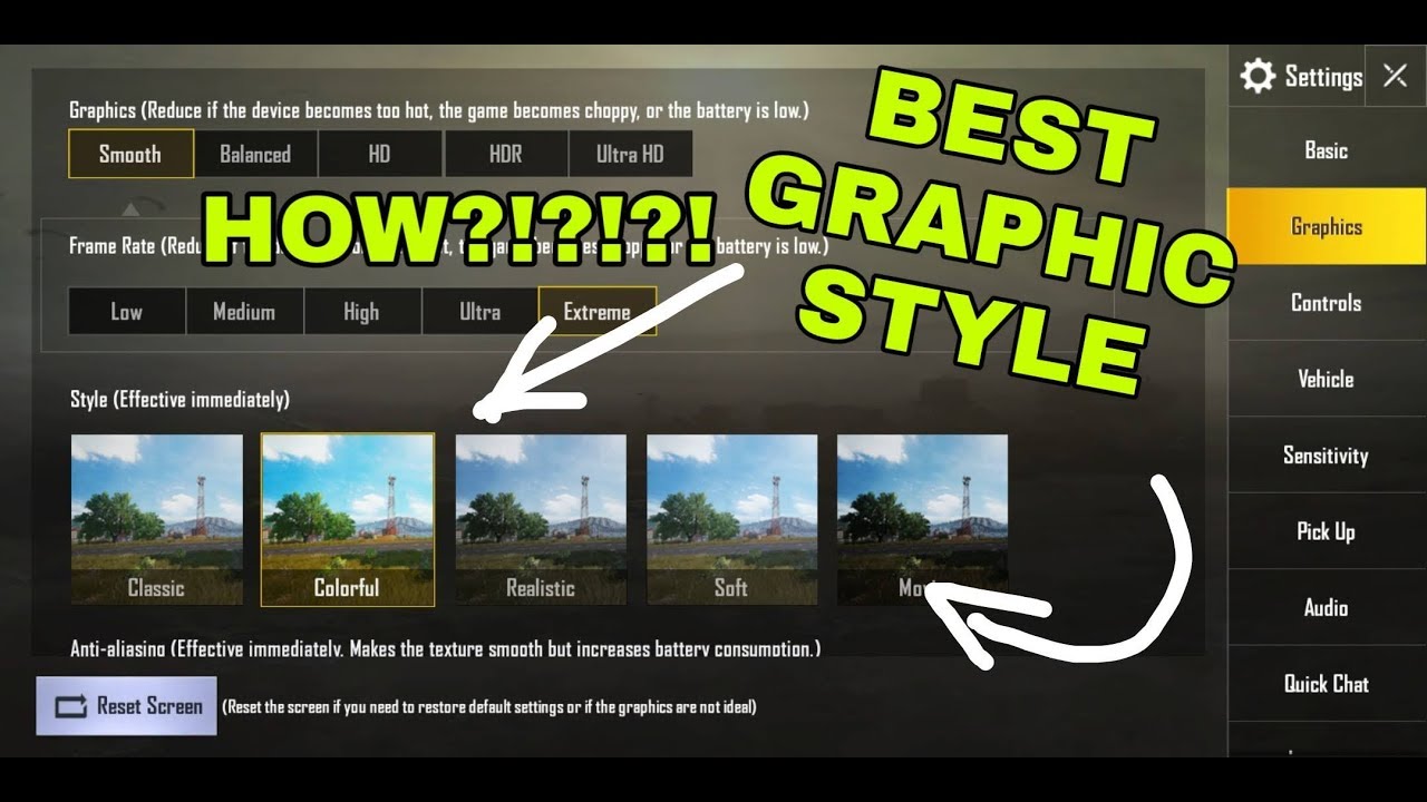 How to control graphics settings in PUBG for Android