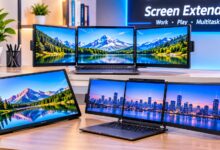 top laptop screen extender models at a workstation setup